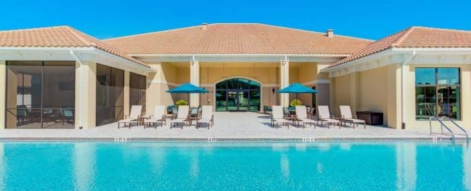 pool and clubhouse at the Anand Nilay new home community in Tampa, FL