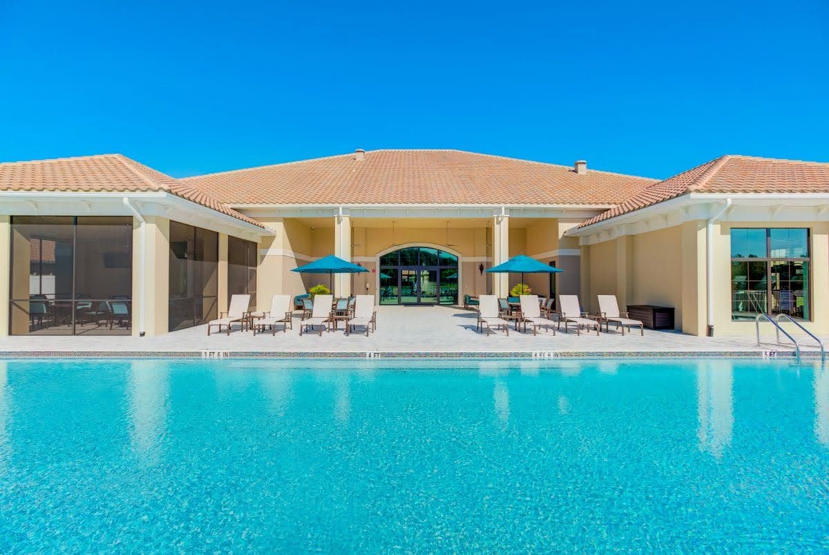 pool and clubhouse at the Anand Nilay new home community in Tampa, FL