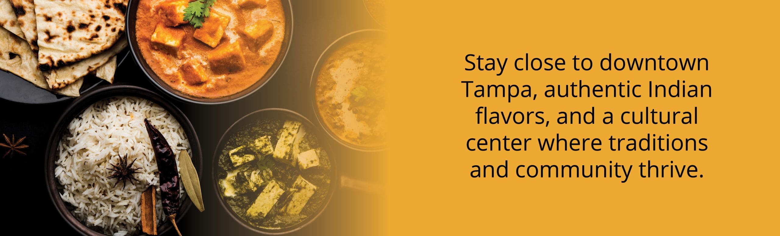 authentic Indian cuisine at the clubhouse in Anand Nilay in Tampa, Florida